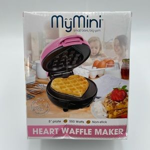 Heart MyMini Waffle Maker Limited Edition Design 5” Plate Non-Stick‎ - New
